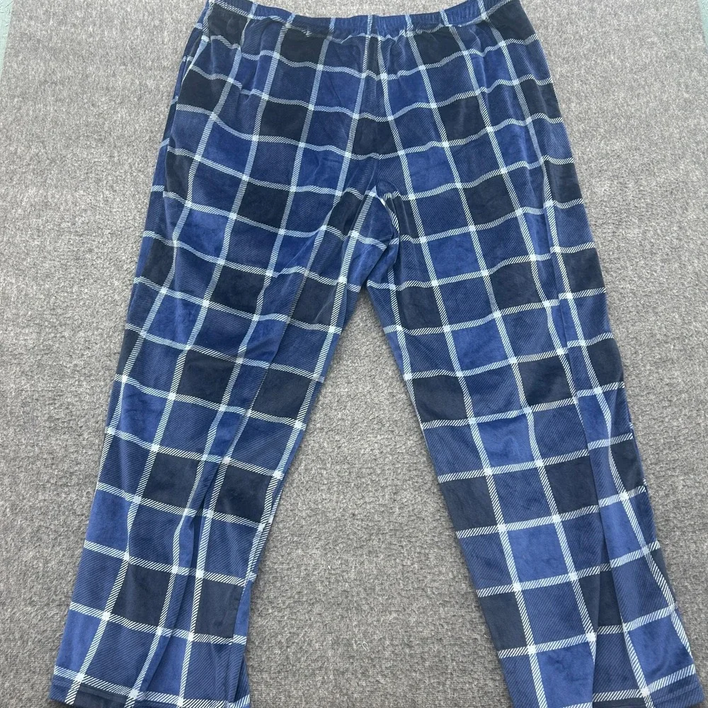 Roundtree & Yorke Mens Pajama Pants 2XB Plaid Blue Loungewear